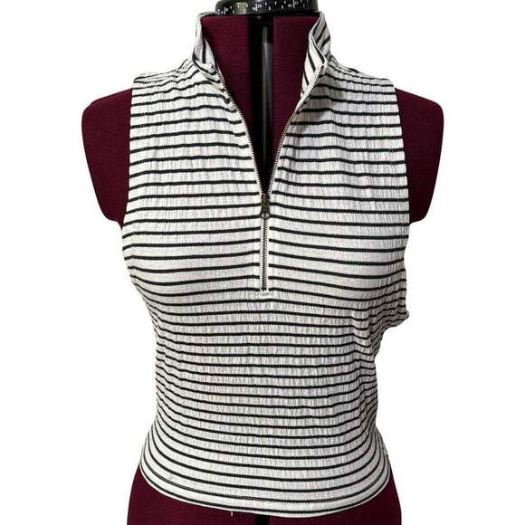 O'NEILL Slate Allina Stripe Zip Up Tank Top Top Navy Skimmer Cropped NWT Large - Picture 7 of 9